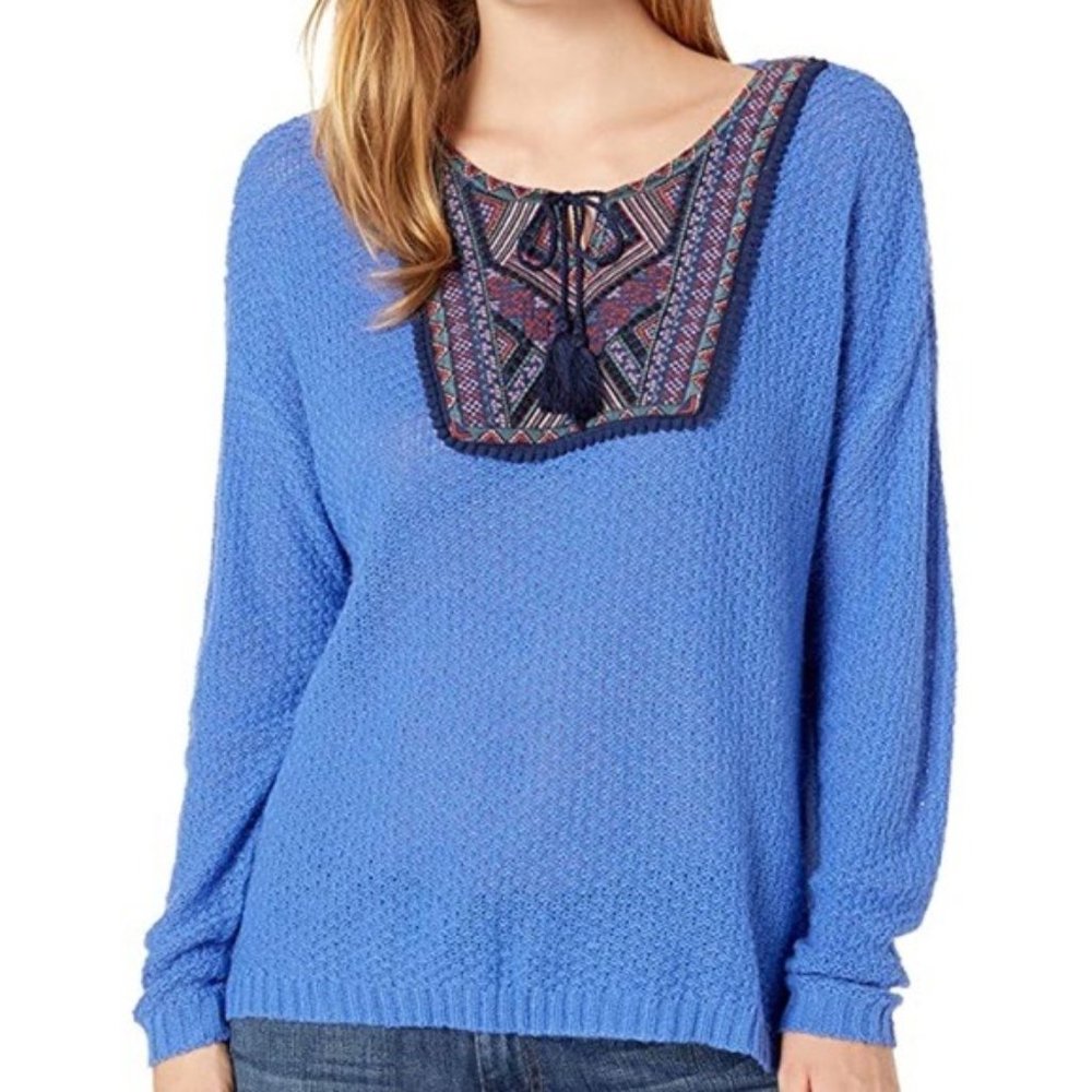 Vintage America Plus size Embroidered Neckline sweater